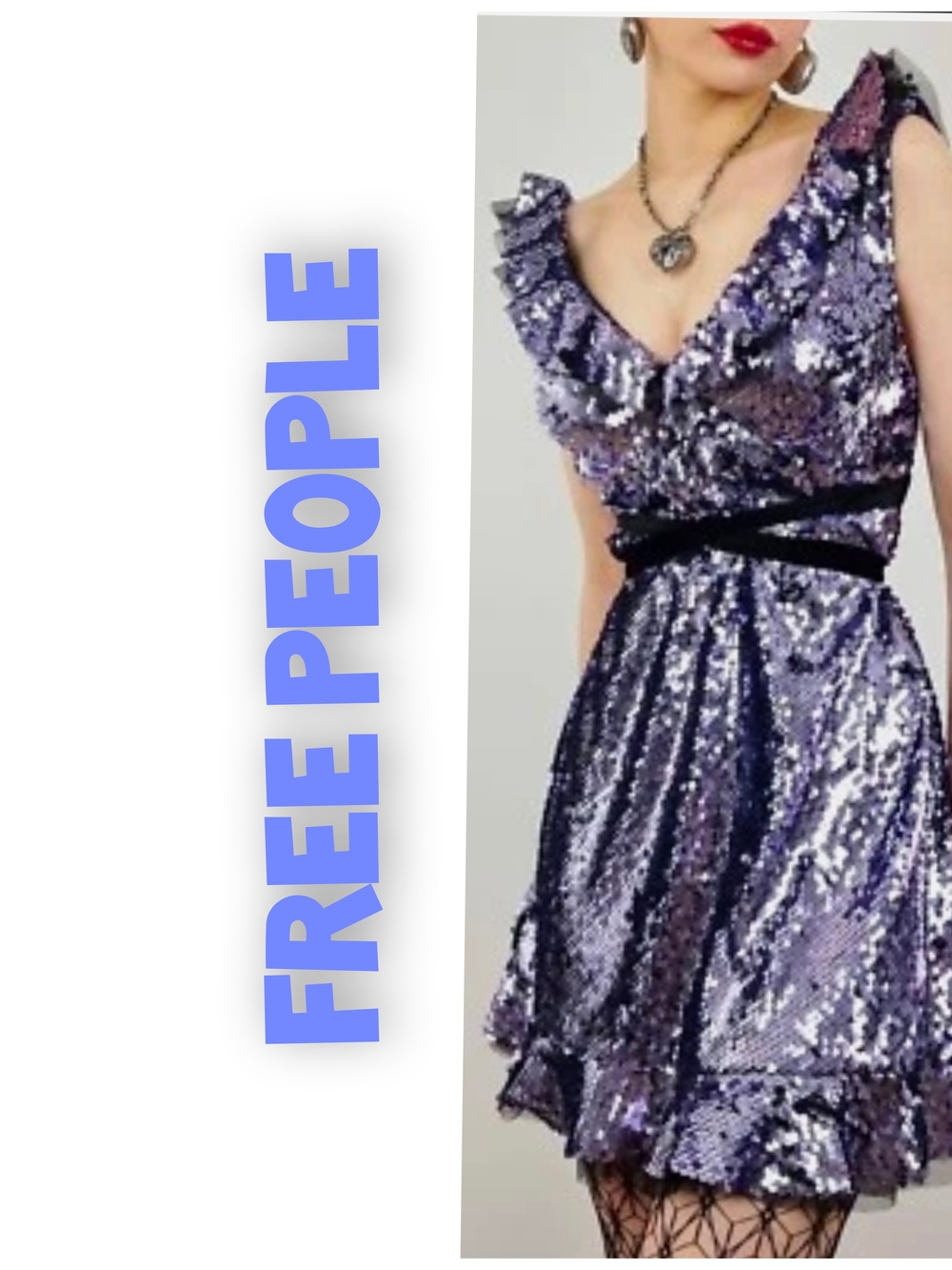 Free People Metallic Lavender Sequin Ruffle Mini Dress